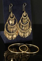 Lot 253 - A pair of Continental sequin-style drop earrings