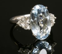 Lot 395 - A white gold aquamarine and diamond ring