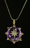 Lot 25 - A Victorian amethyst and diamond set star pendant