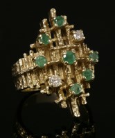 Lot 235 - A 9ct gold emerald and diamond ring