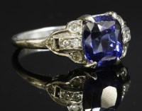 Lot 183 - An Art Deco synthetic sapphire ring