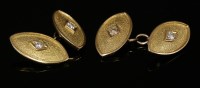 Lot 196 - A pair of 15ct gold diamond set cufflinks