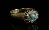 Lot 51 - A late Victorian turquoise and diamond cluster ring