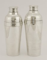 Lot 194 - A pair of Christofle cocktail shakers of cylindrical form