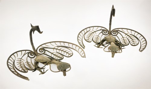 Lot 7 - An unusual pair of wrought iron wall brackets