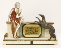 Lot 153 - An Art Deco marble and onyx mantel clock