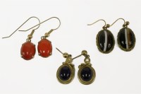 Lot 28 - A pair of Victorian cabochon amethyst earrings (tested as 9ct gold)