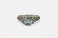 Lot 24 - An 18ct white gold marquise shaped chequer cut blue topaz ring