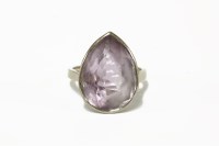 Lot 15 - An 18ct white gold single stone pear shaped amethyst ring