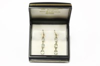 Lot 16 - A pair of gold aquamarine drop earrings