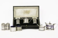 Lot 196 - A cased silver cruet set