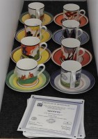 Lot 329 - Eight Clarice Cliff 'Cafe Chic' coffee cups and saucers