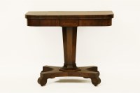 Lot 434 - A Victorian rosewood foldover card table on central column and quatrefoil base