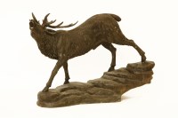 Lot 398 - A large modern bronze stag on rocky base