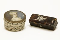 Lot 211 - A 19th century French turned Ivory box together with a tortoiseshell pin box (2)