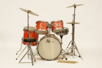 Lot 459 - Rogers red lacquered drum kit