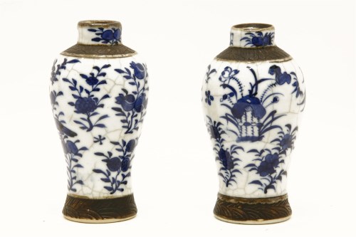 Lot 240 - A pair of small Chinese crackle glaze vases