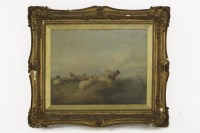 Lot 371 - Follower of Thomas Sidney Cooper
SHEEP IN A RIVER LANDSCAPE 
Bears signature l.l.