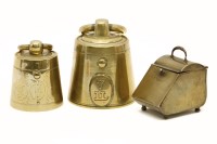 Lot 209 - A graduated pair of brass inkwells in the form of weights