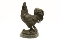 Lot 263 - A modern bronze of a cockerel on hardstone base
