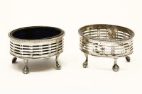 Lot 97 - A pair of George III pierced oval silver open salts