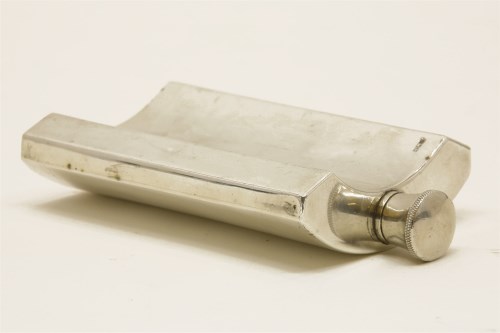 Lot 196 - An Alexandrian silver hip flask. 13.3cm high