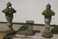 Lot 1016 - A pair of Japanese-style composition garden lanterns