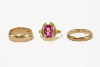 Lot 61 - A Russian gold single stone synthetic sapphire ring