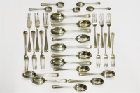 Lot 153 - A part canteen of hallmarked silver flatware