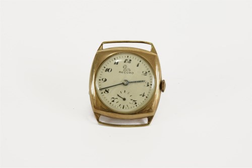 Lot 111 - A gentleman's 9ct gold Record mechanical watch head