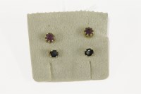 Lot 110 - A pair of 9ct gold single stone amethyst stud earrings