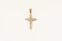 Lot 23 - A 9ct gold diamond set cross pendant