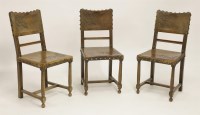 Lot 596 - A set of three Spanish walnut side chairs