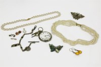 Lot 137 - A collection of costume jewellery to include a silver Kendal & Kent pocket watch