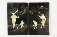 Lot 491 - A pair of Japanese wood panels