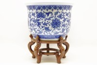 Lot 393 - Republic period Chinese blue and white large porcelain jardiniere and stand
