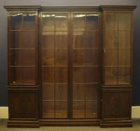 Lot 640 - An early 20th century Adam revival mahogany inverted breakfront bookcase
