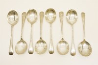 Lot 160 - A matched set of eight silver soup spoons