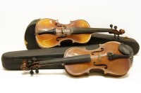 Lot 273 - A 20th century violin with two piece back bearing label and stamp Stainer