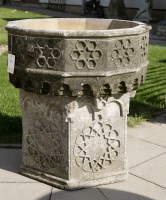 Lot 1112 - A late 19th century gothic cast stone font