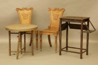 Lot 569 - A pair of Victorian oak hall chairs
