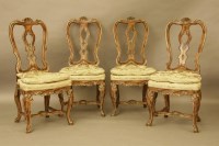 Lot 588 - A set of four Italianate and parcel gilt chairs