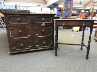 Lot 650 - A 17th century oak chest of three drawers
