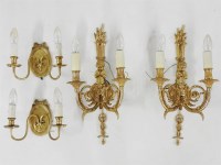 Lot 372 - Two pairs of gilt twin branch wall lights