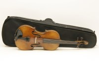 Lot 370 - A Victorian cased violin and bow