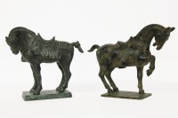 Lot 324 - Two Chinese bronze horses