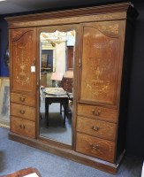 Lot 647 - An Edwardian mahogany inlaid wardrobe