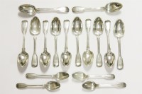 Lot 152 - Twelve Victorian fiddle and thread pattern dessert spoons