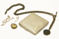 Lot 48 - A collection of costume jewellery to include a sterling silver square engine turned decorated compact