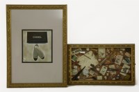 Lot 399 - A framed group of objects